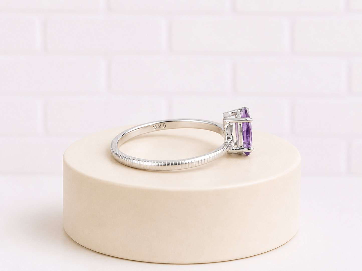 Sterling Silver Amethyst Ring — Size 7