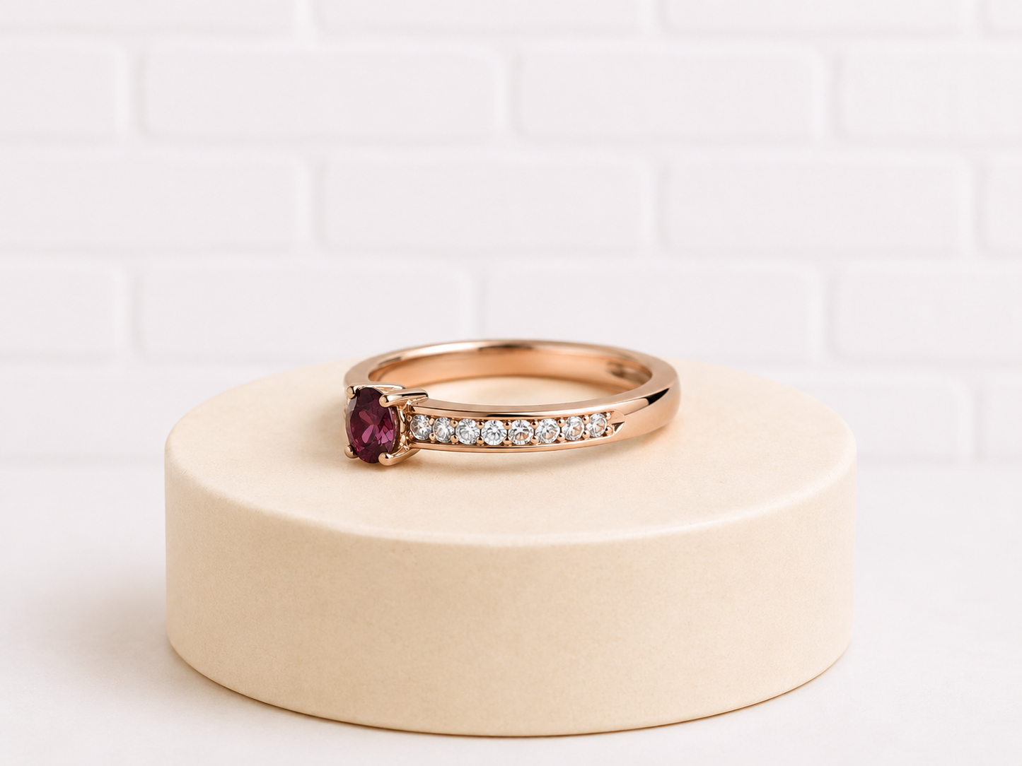 14K Rose Gold Spinel & Diamond Ring — Size 7