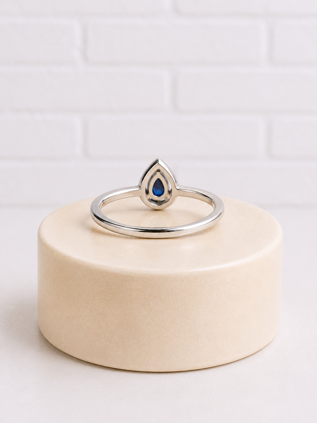 Sterling Silver Sapphire & Diamond Ring — Size 7