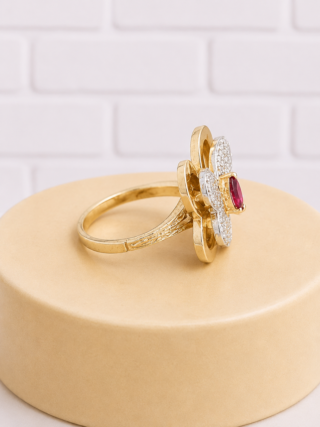 14K Gold Ruby & Diamond Butterfly Ring — Size 4.25