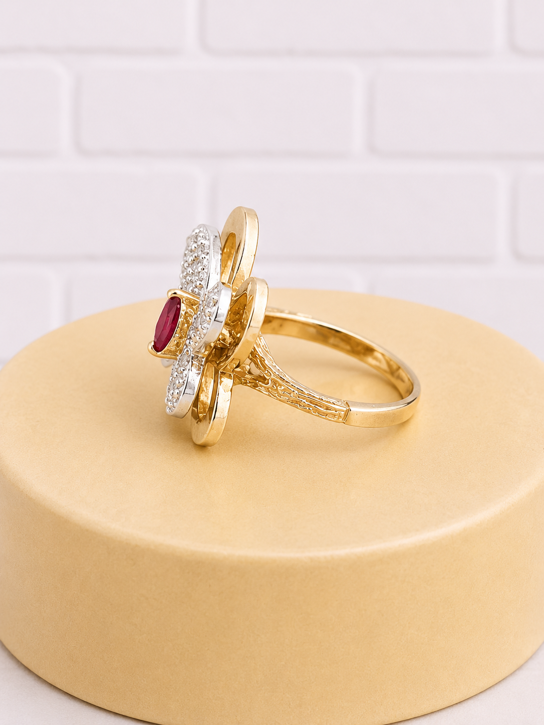 14K Gold Ruby & Diamond Butterfly Ring — Size 4.25