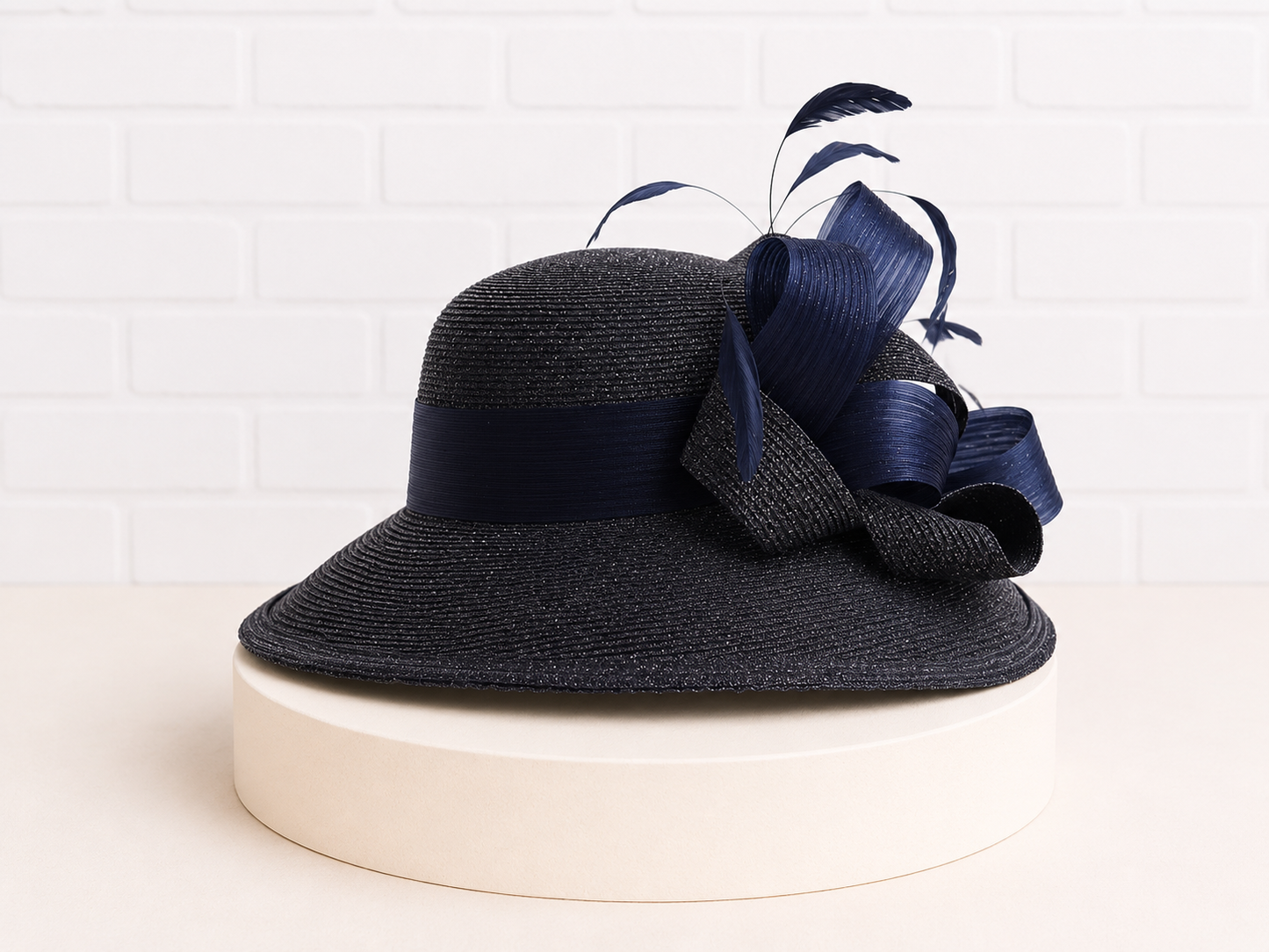 Wide Brimmed Navy Hat
