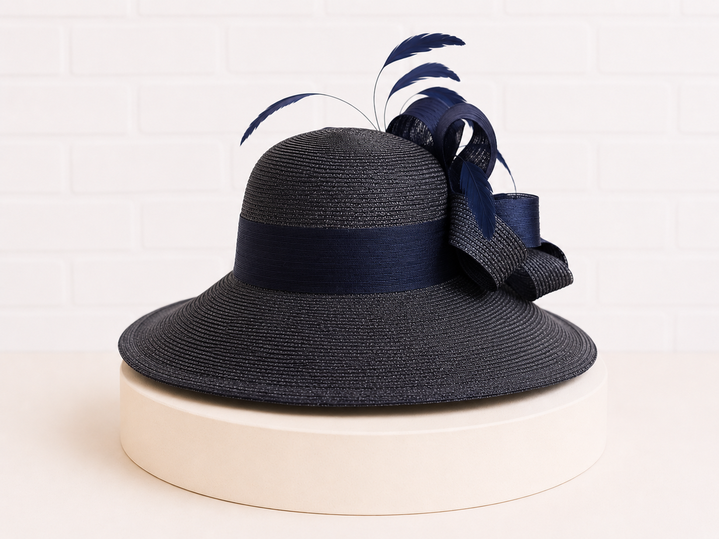 Wide Brimmed Navy Hat