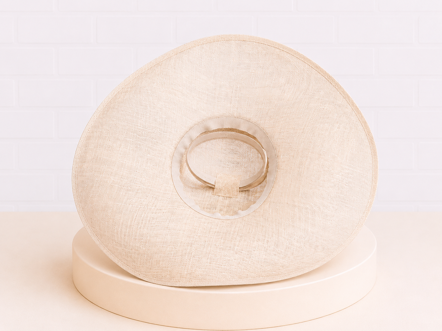 Amelia Cream Sinamay Hatinator with Feathers, Roses & Quill