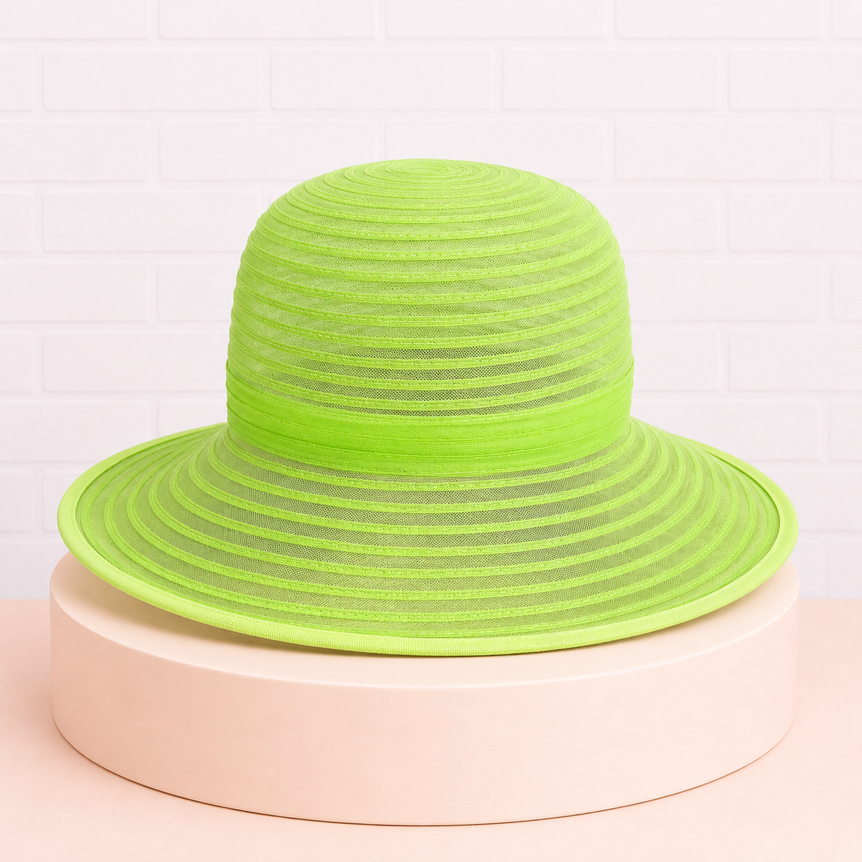 Ethel Lime Dress Hat with Tonal Feather Flower Detail