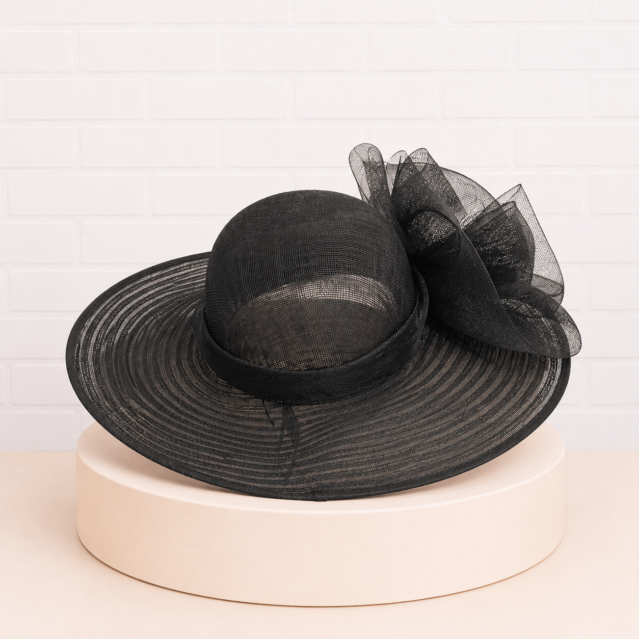 Virginia Black Sinamay Crown Dress Hat
