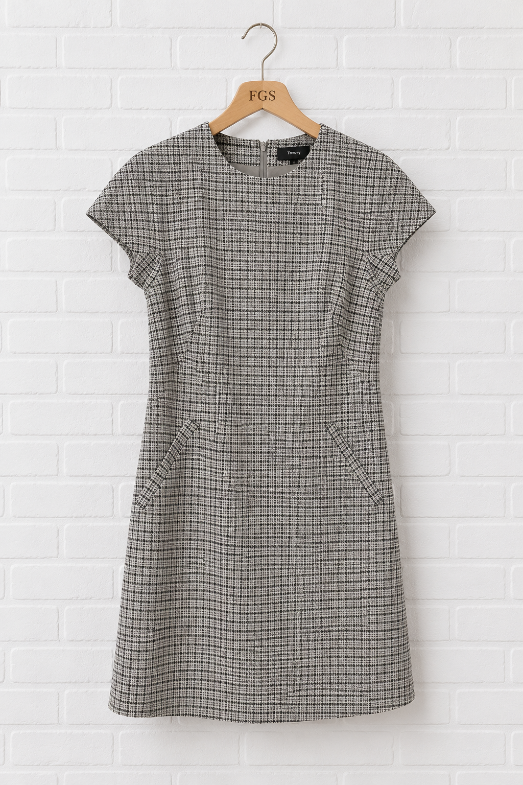 Theory Dolman Sleeve Houndstooth Mini Dress - 8