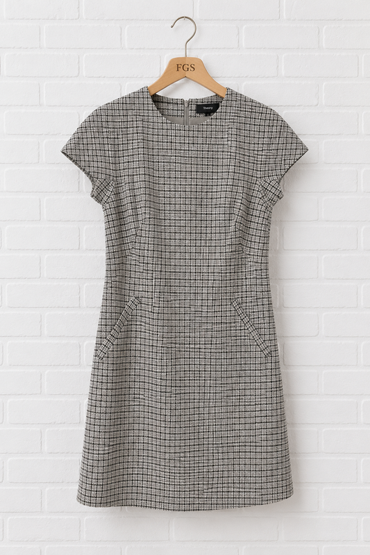 Theory Dolman Sleeve Houndstooth Mini Dress - 8