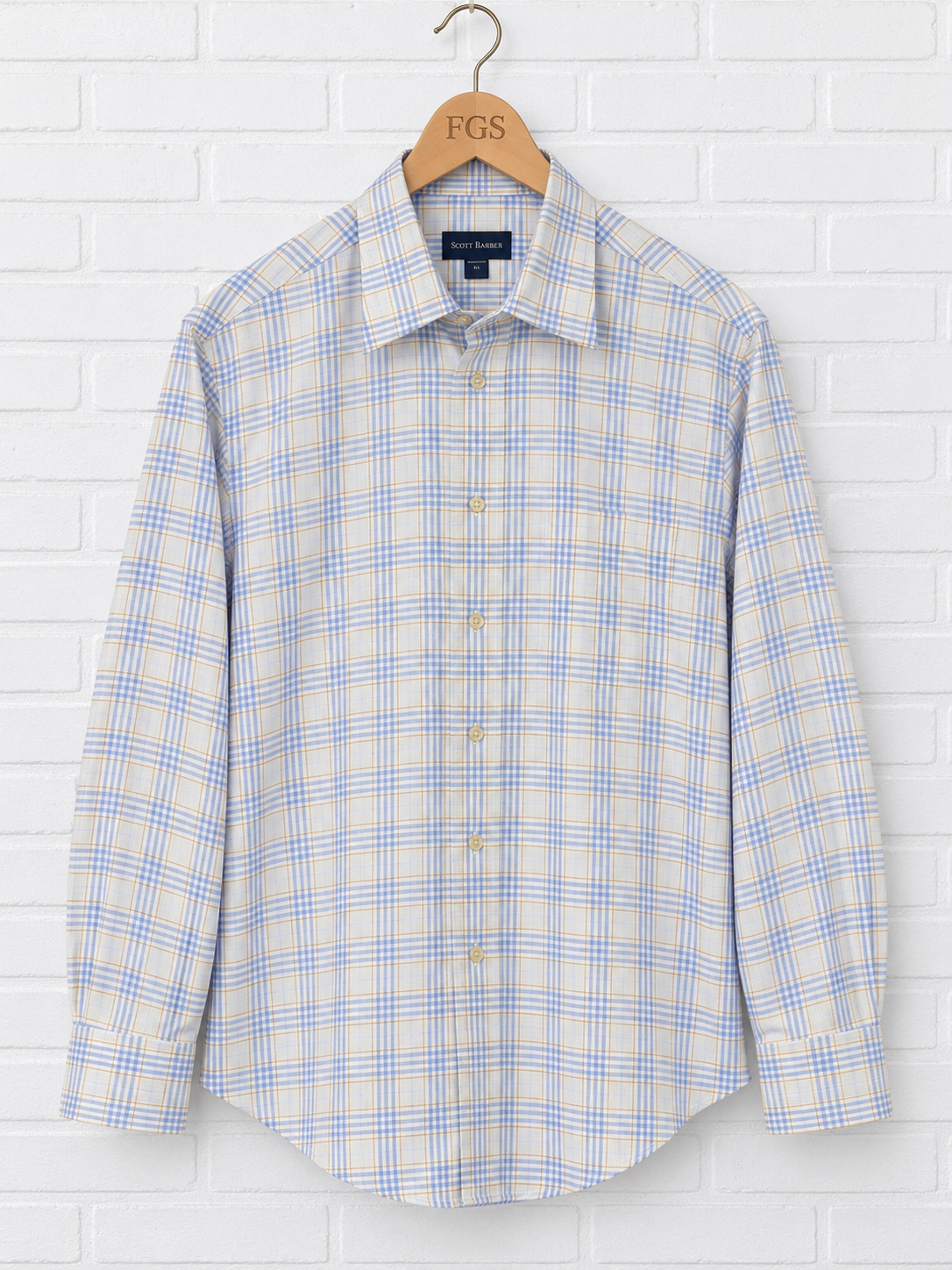 Scott Barber Fine Poplin Check Button-Up Shirt- XL