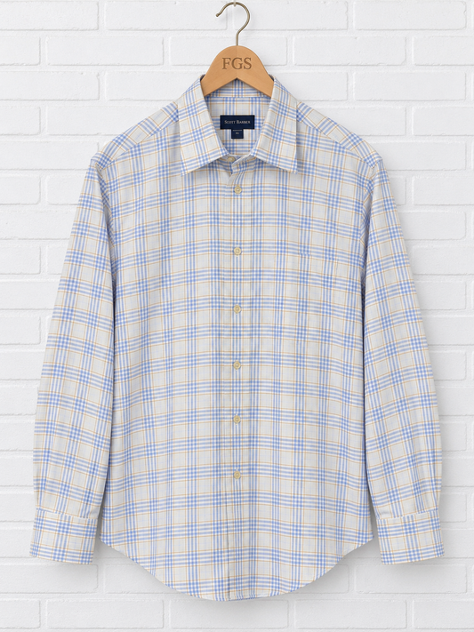 Scott Barber Fine Poplin Check Button-Up Shirt- XL