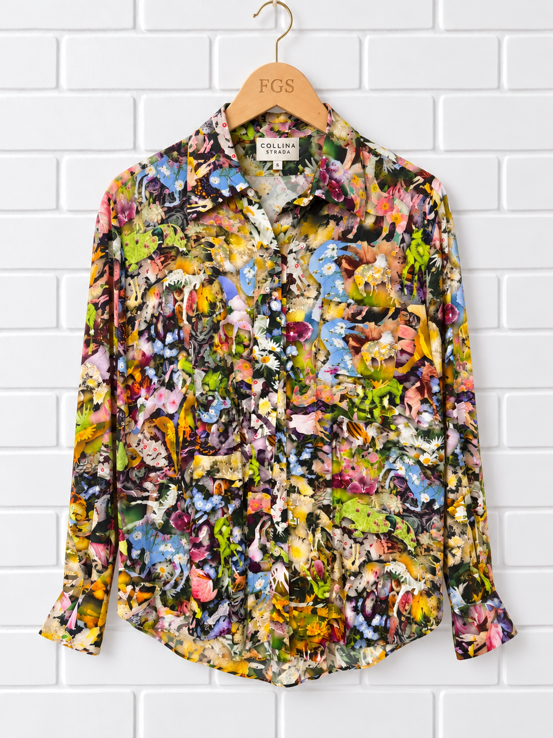 Collina Strada Garden Print Button-Up Shirt- S