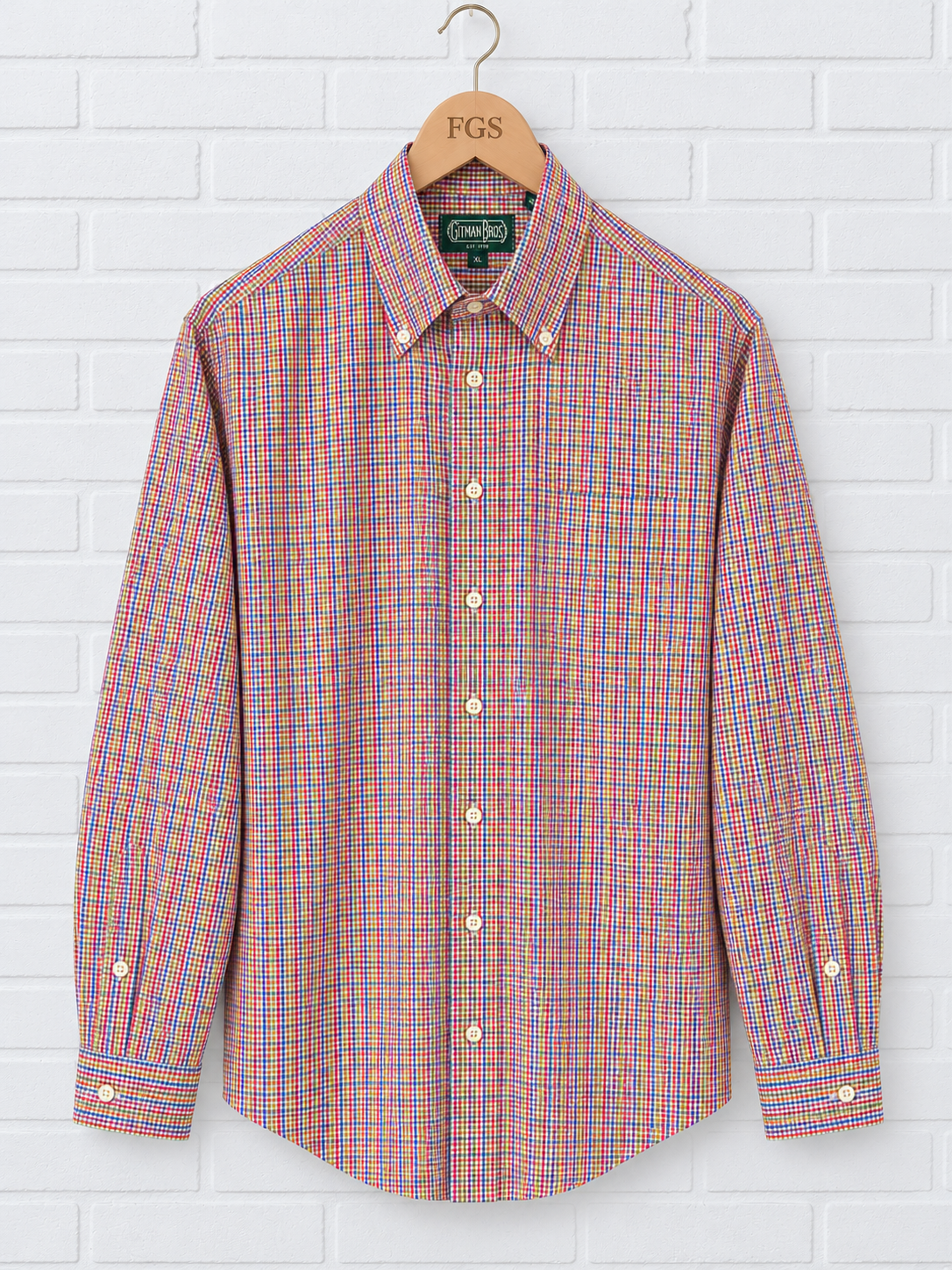 Gitman Bros Multicolor Mini Check Button-Down Shirt- XL