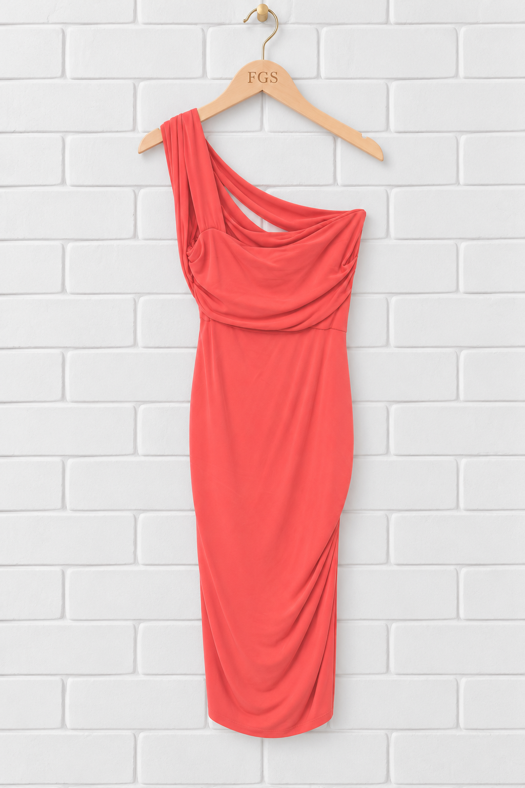 Halston Heritage Slit One-Shoulder Ruched Dress- S
