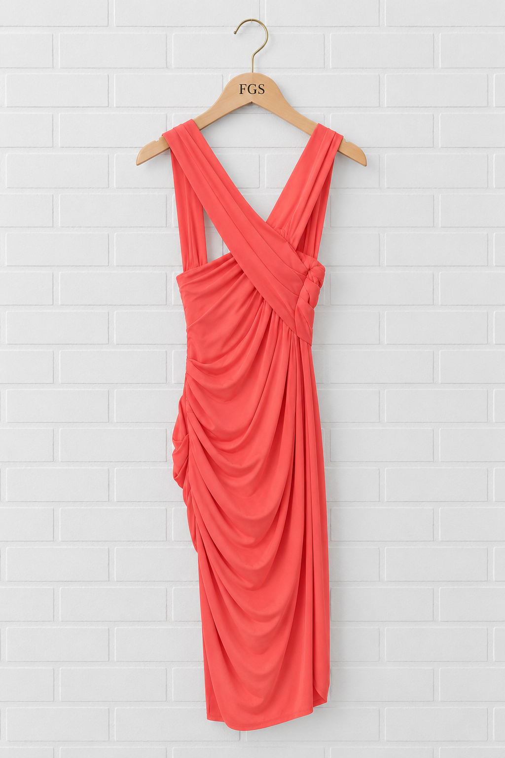 Halston Cross Strap Ruched Jersey Dress- M