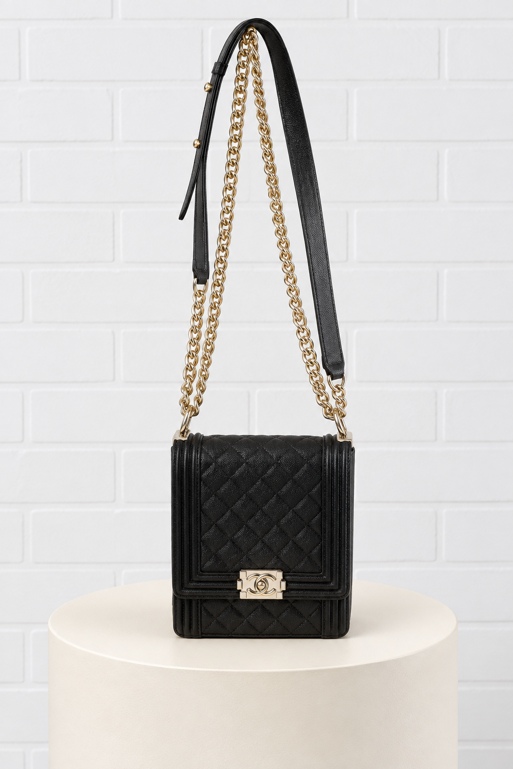 Chanel North/South Boy Vertical Quilted Bag – Black