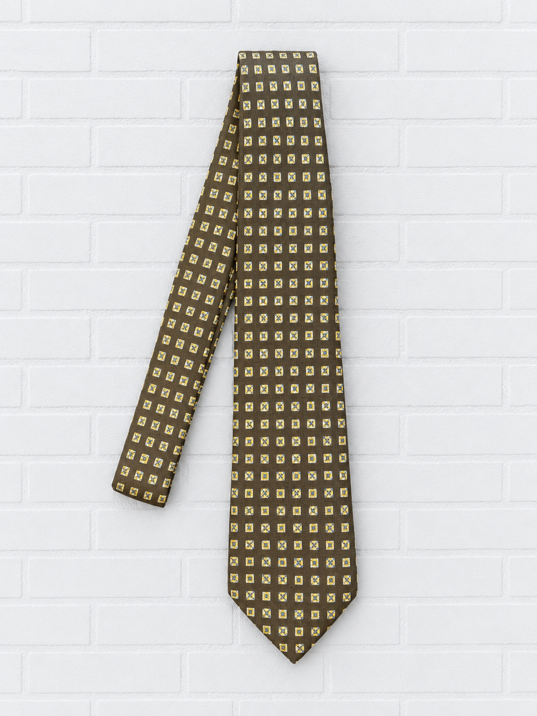 Ben Silver Geometric Wool Necktie