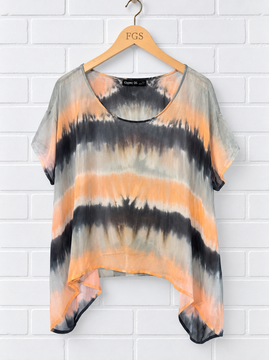 Gypsy Asymmetric Sheer Silk Ponchito Blouse- S