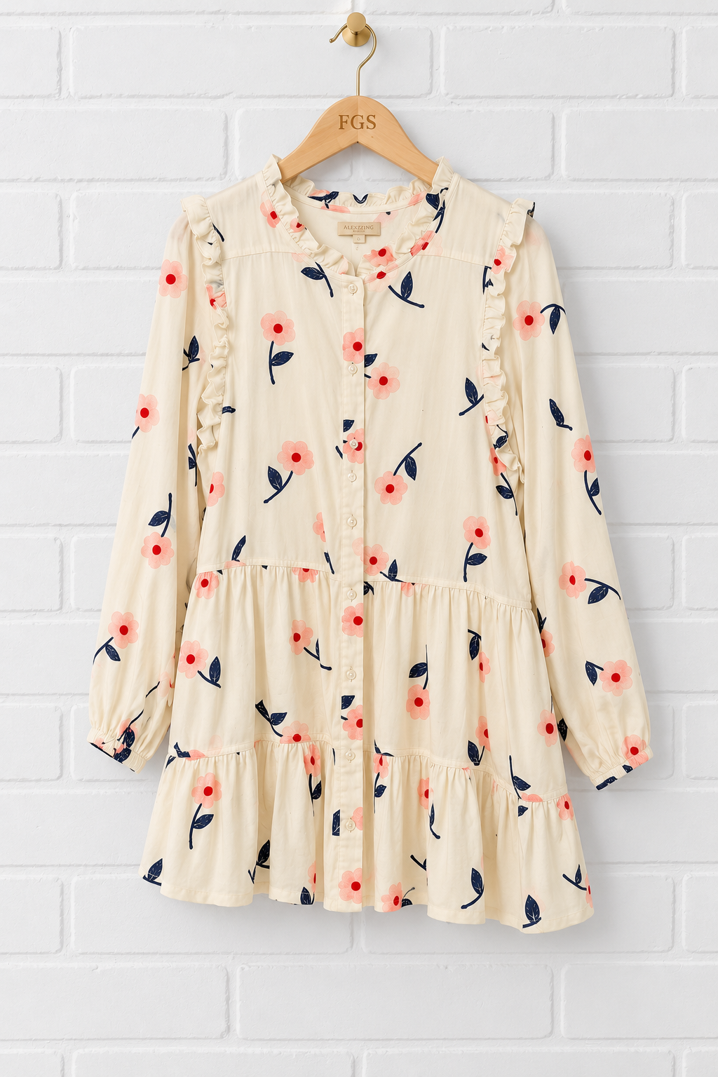 Pink Chicken Harper Long Sleeve Tiered Dress- S
