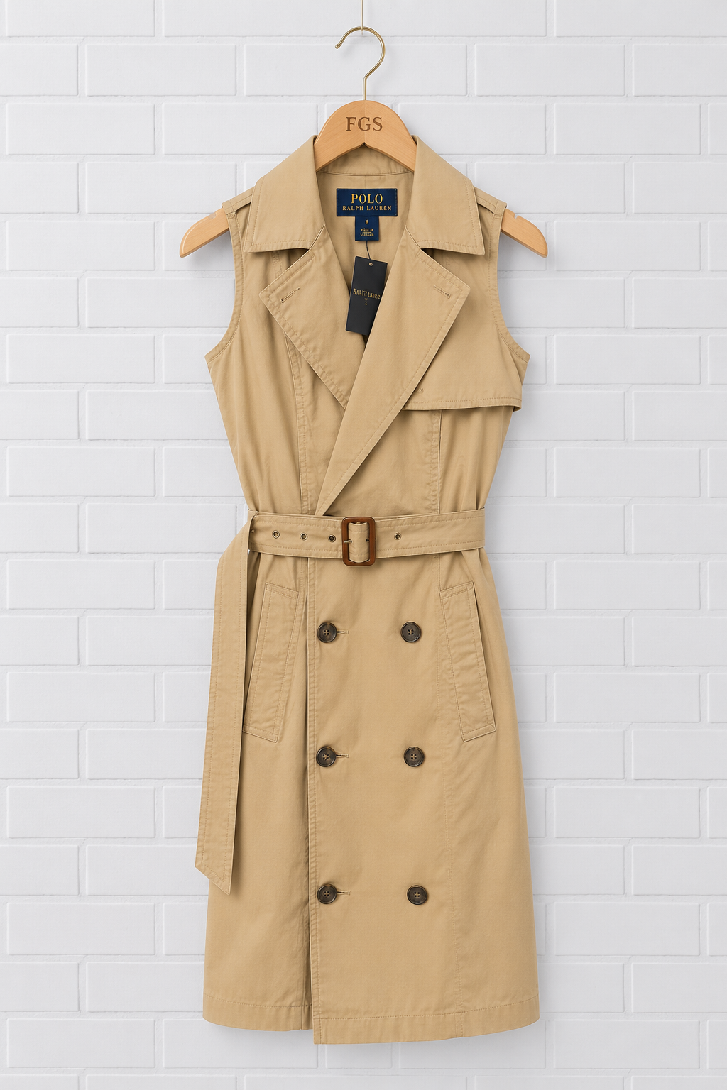 Ralph Lauren Micro-Sanded Twill Sleeveless Trench Dress- 6