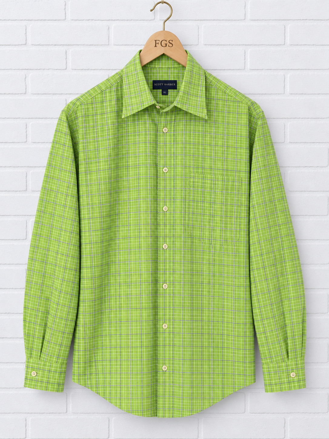Scott Barber Fine Cotton Grid Button-Up Shirt - XL