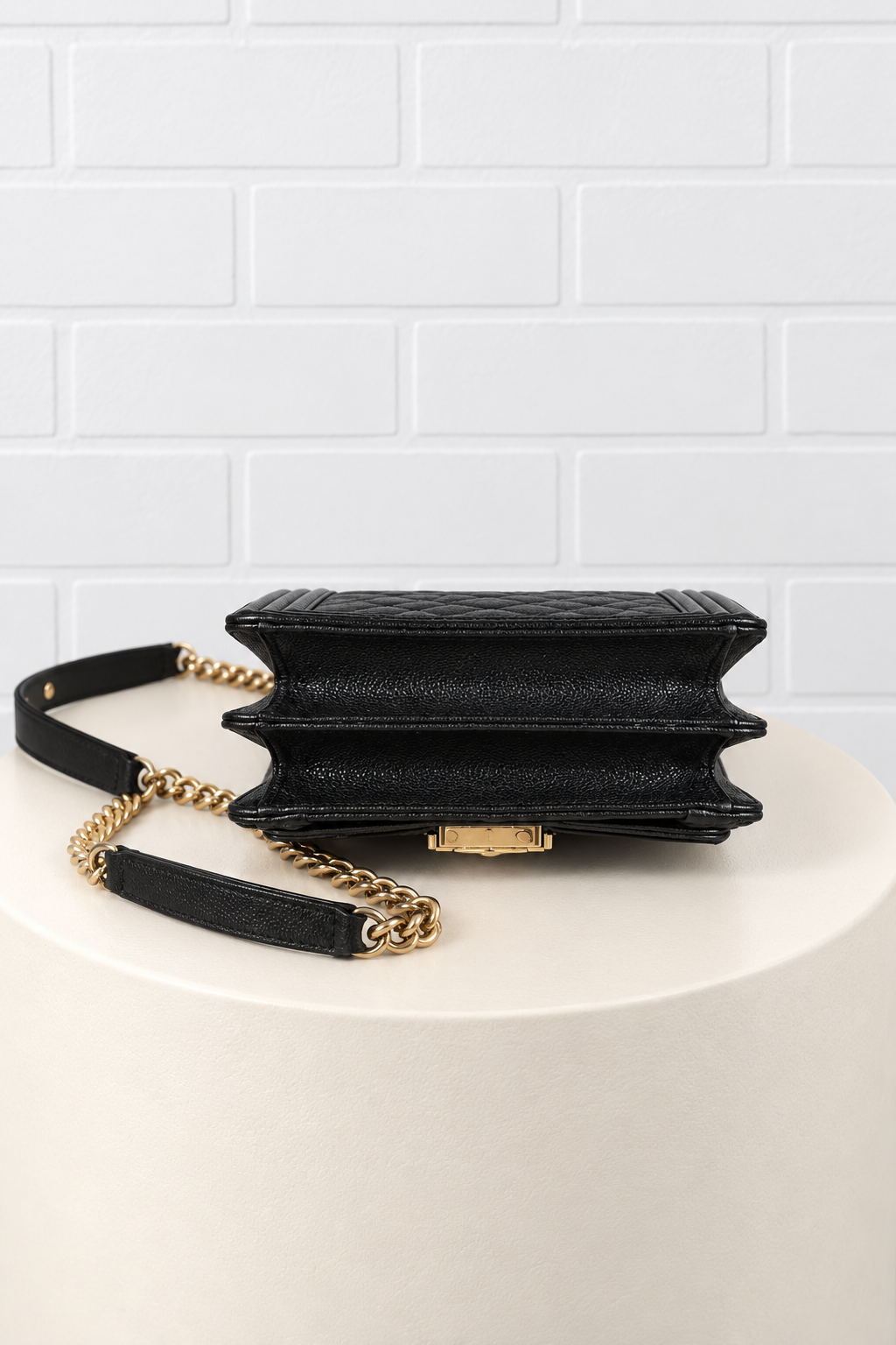Chanel North/South Boy Vertical Quilted Bag – Black
