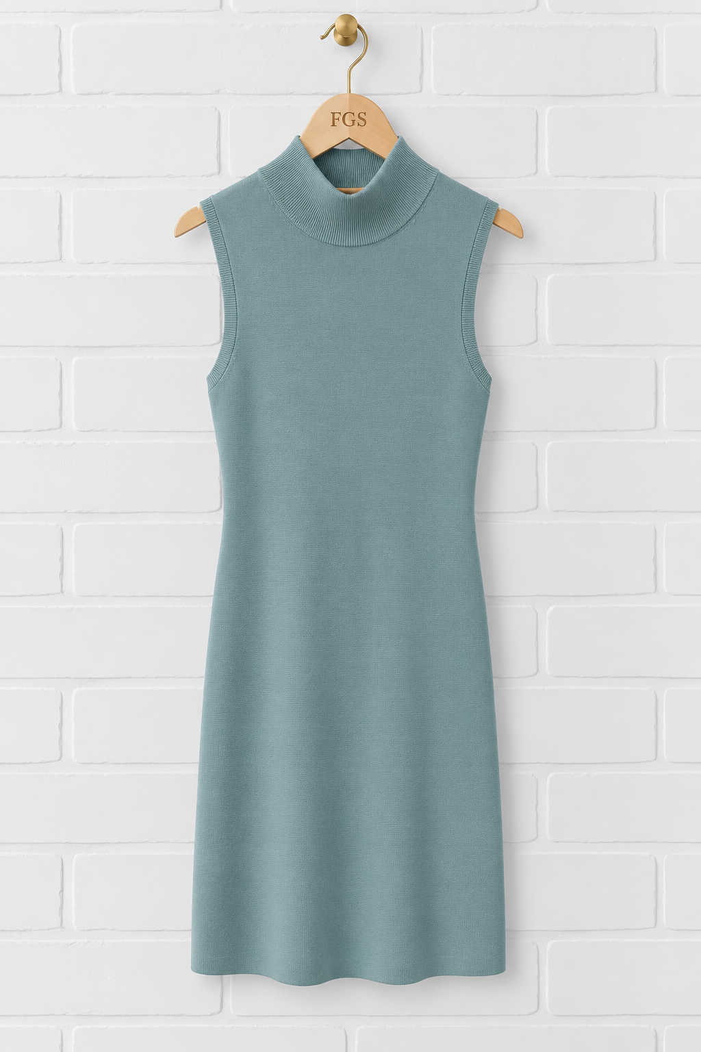 Carlisle New York Sleeveless Rib-Knit Mock-Neck Sweater Dress