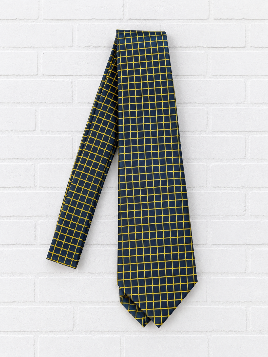 Giampiero Geometric Silk Necktie – Navy Blue & Gold