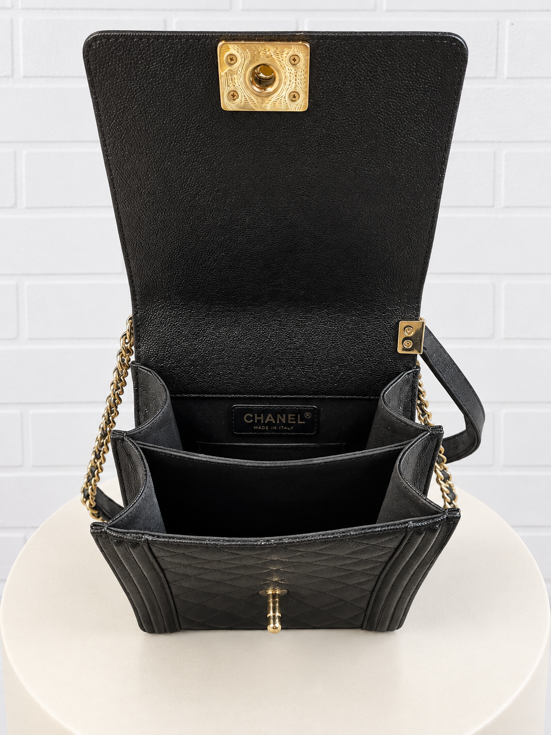 Chanel North/South Boy Vertical Quilted Bag – Black