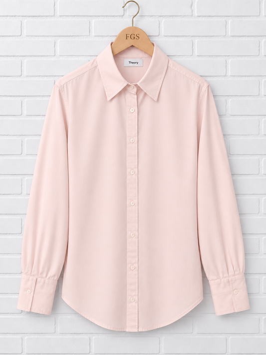 Theory Stretch Cotton Button-Down Shirt- S