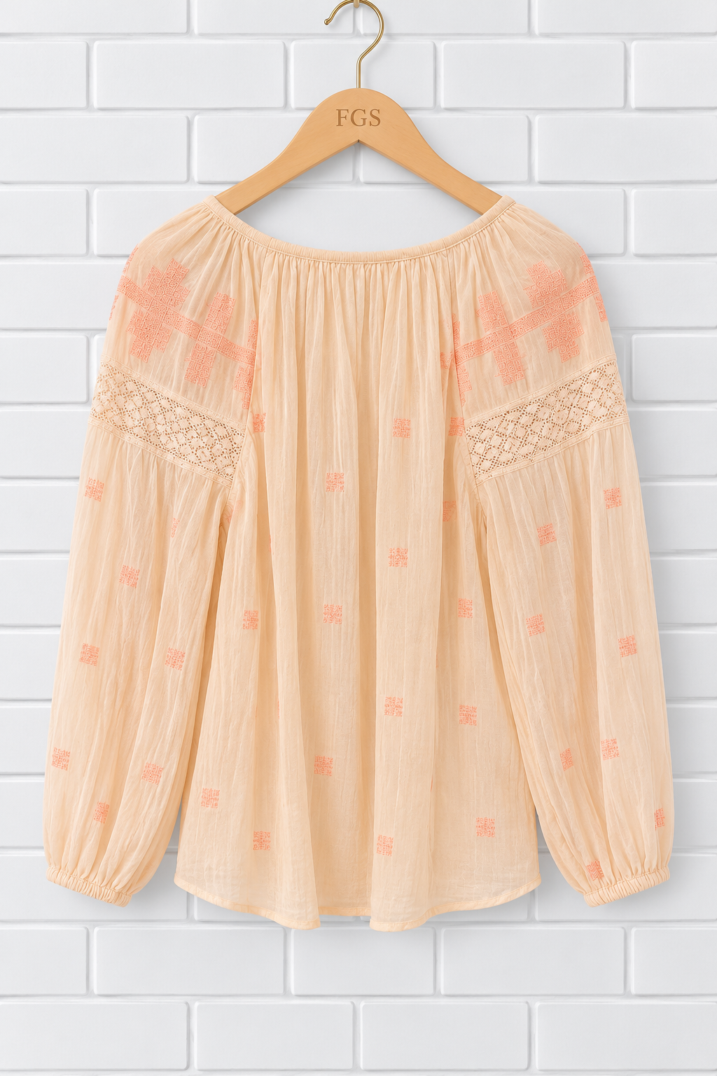 Love Sam Embroidered Peasant Blouse- S