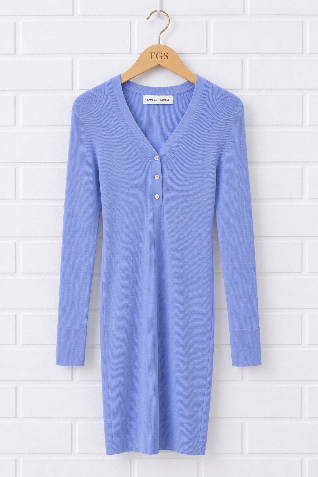Samsøe Everly Rib Long Sleeve Henley Dress- L