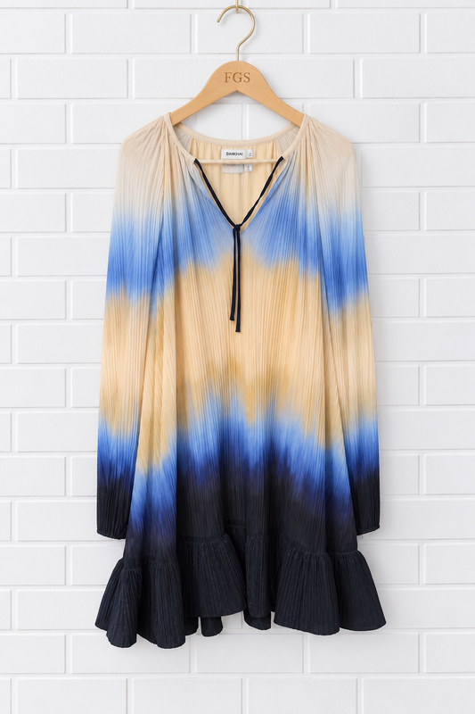 SIMKHAI Adasia Long Sleeve Plissé Mini Dress- 6