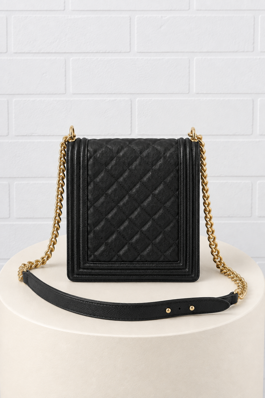 Chanel North/South Boy Vertical Quilted Bag – Black