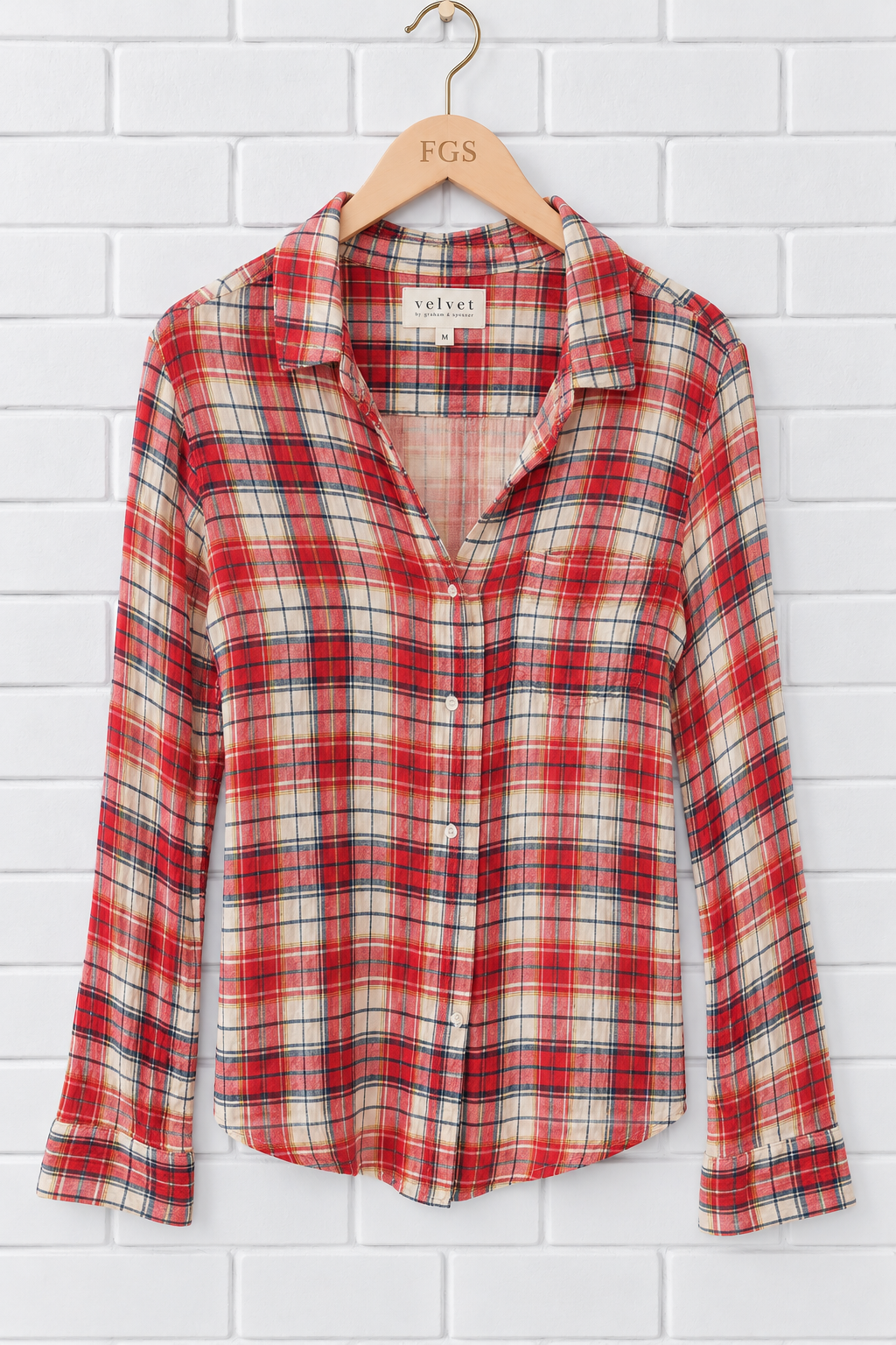 Velvet by Graham & Spencer Yana Plaid Button-Up Shirt – M