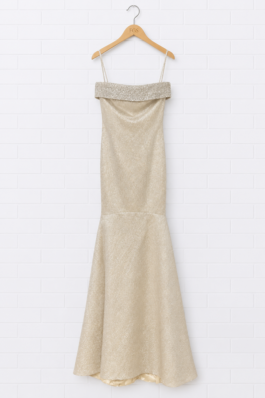 Pamella Roland Strapless Metallic Fishtail Gown - 8