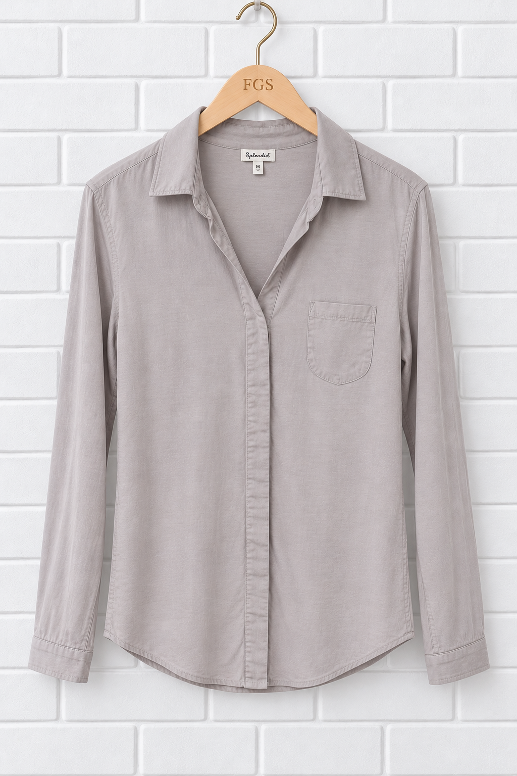 Splendid Mixed Media Button-Down Shirt- M