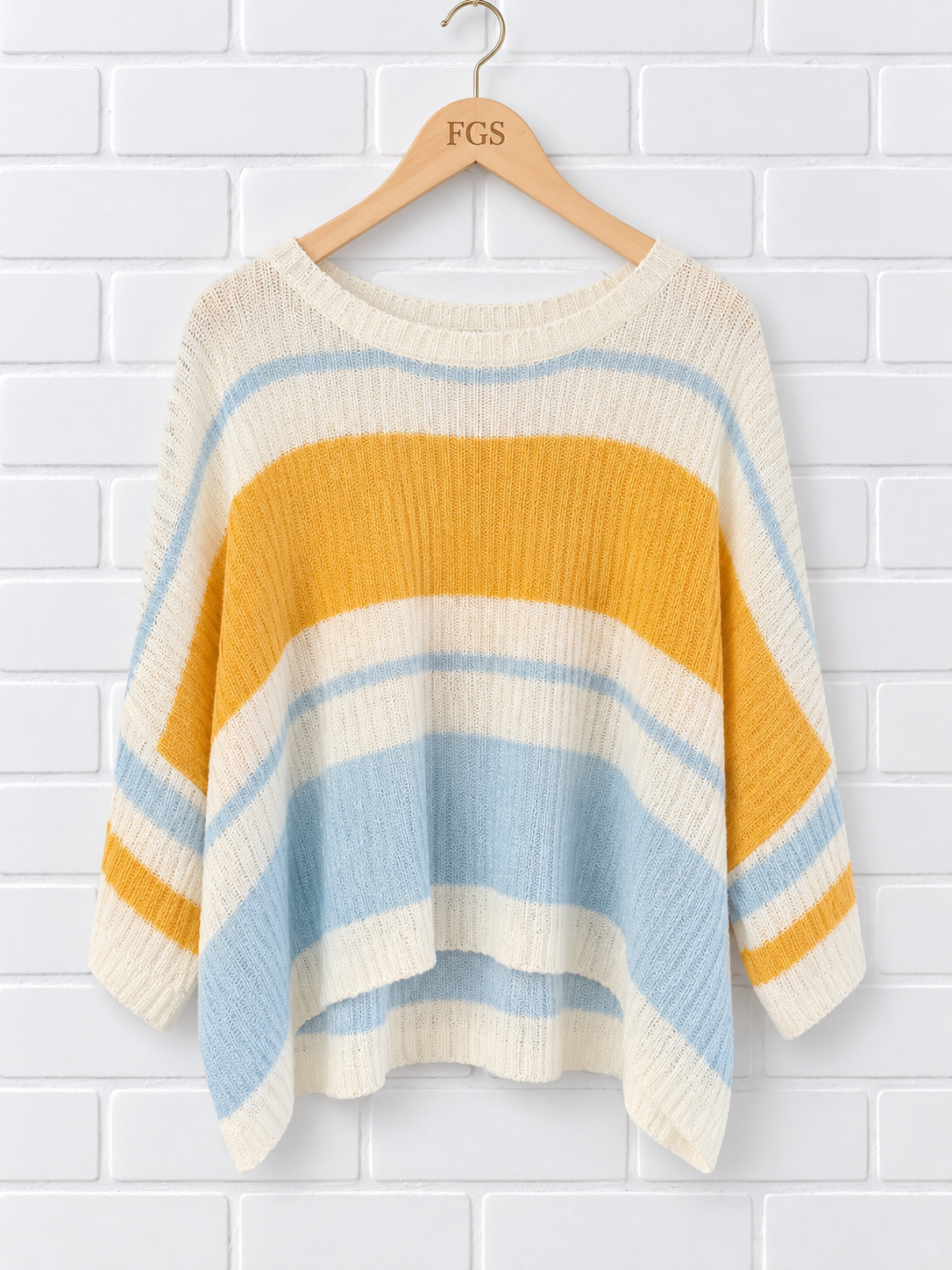POL Oversized Colorblock Striped Knit Sweater- S