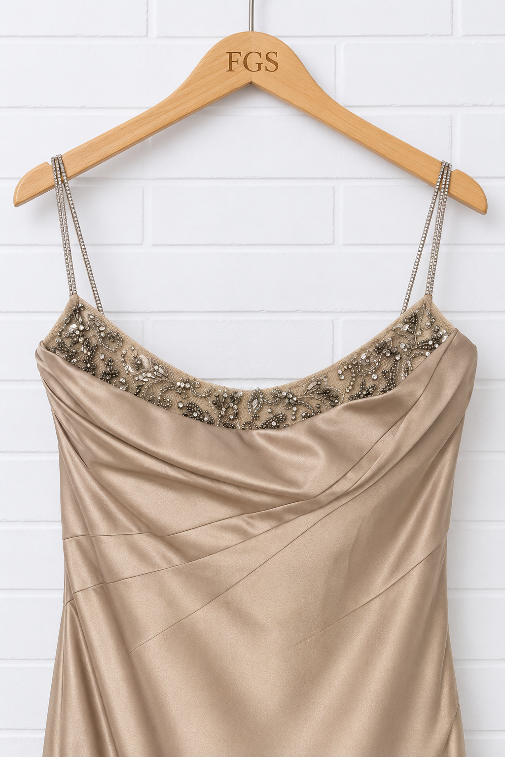 Pamella Roland Beaded Satin Trumpet Gown- 8