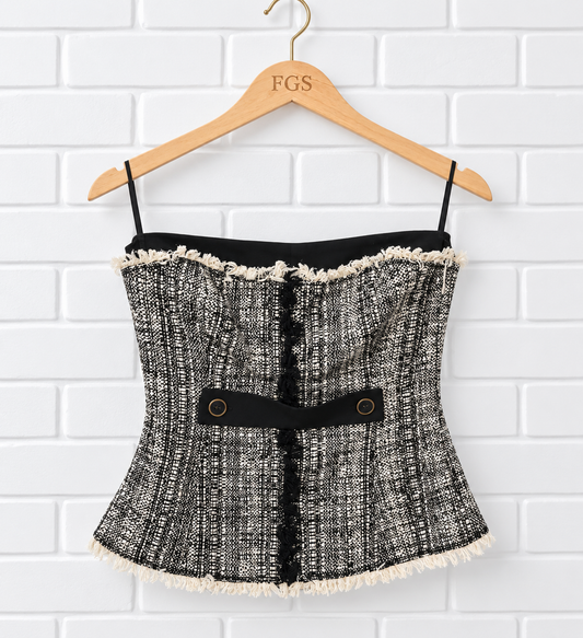 Trina Turk Strapless Tweed Bustier Top-  8